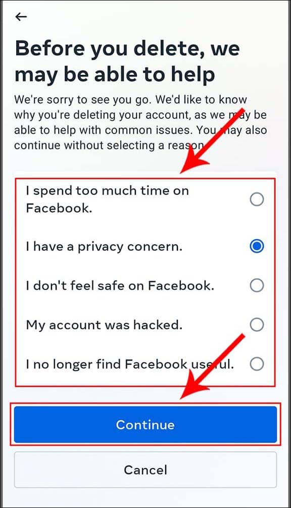 Delete Facebook Account on Android